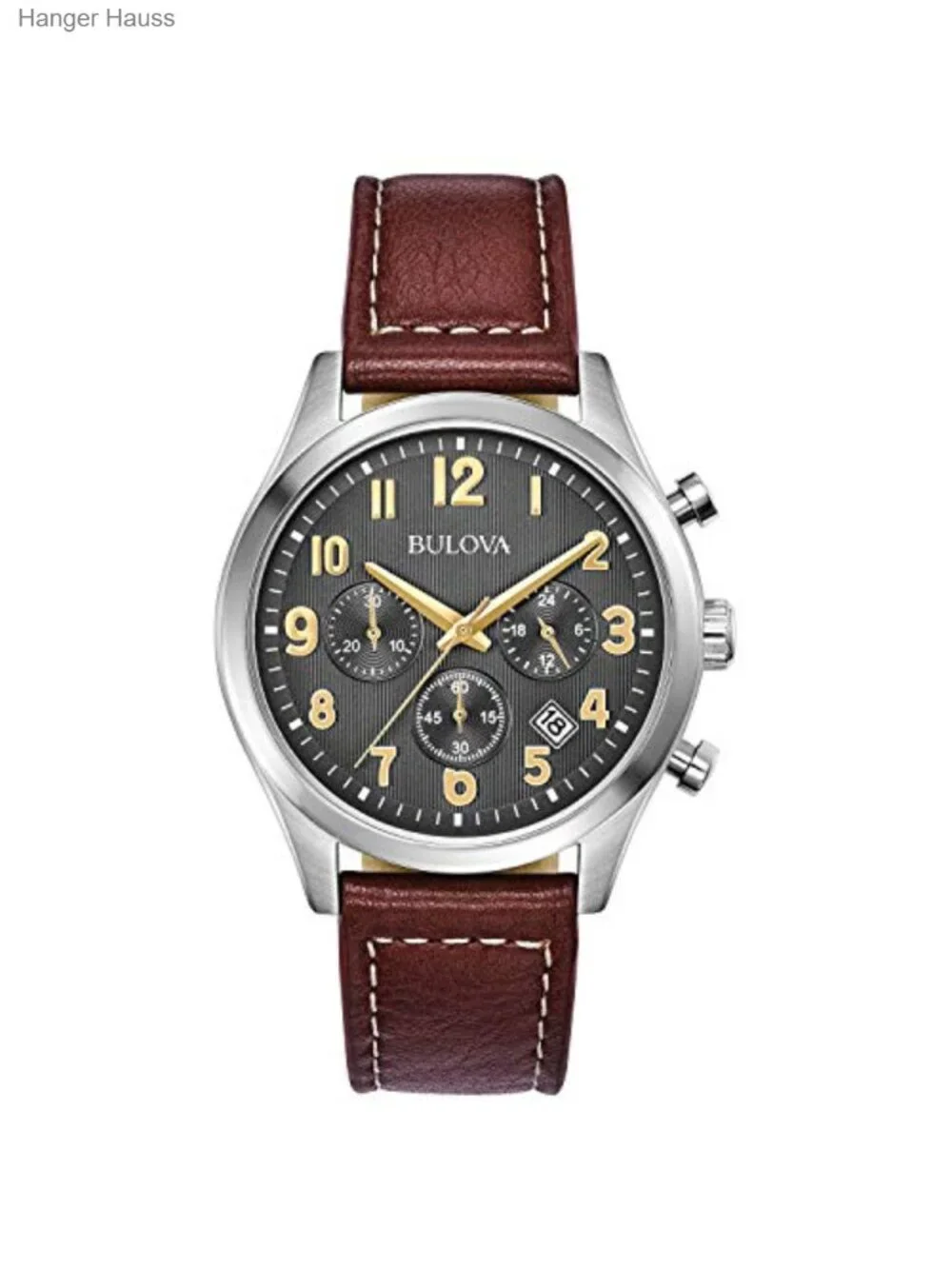 Men's Classic Stainless Steel Chronograph Quartz Leather Strap Watch 41mm